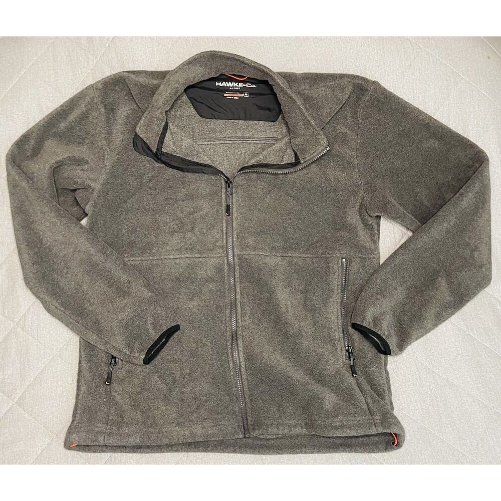 Hawke Co Sport Performance Jacket Mens M Grey Full Zip Fleece Zip Pockets